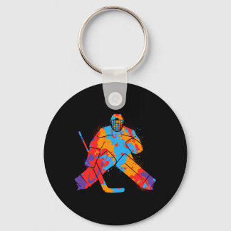 Hockey Player Colorful Goalkeeper Boys Ice Hockey Sleutelhanger