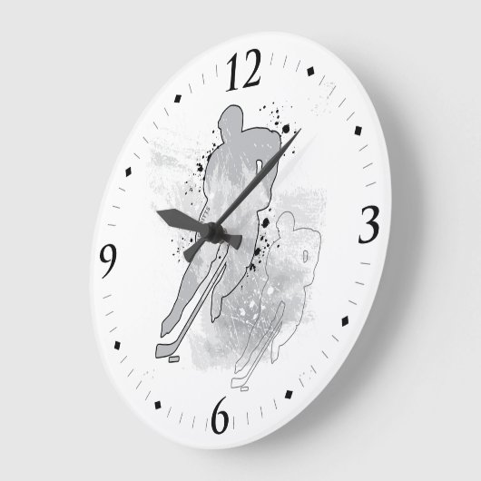 Hockey Player Double Vision Grey Ice Man Cave Grote Klok (Hoek)