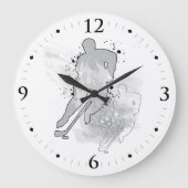 Hockey Player Double Vision Grey Ice Man Cave Grote Klok (Voorkant)