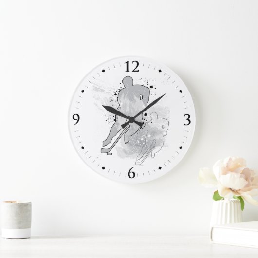 Hockey Player Double Vision Grey Ice Man Cave Grote Klok (Huis)