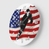 Hockey Player en Tattered US Flag Grote Klok (Hoek)