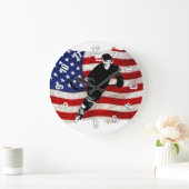 Hockey Player en Tattered US Flag Grote Klok (Huis)