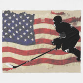 Hockey Player en US Flag - Wintersport Fleece Deken (Voorkant (Horizontaal))