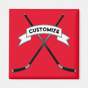 Hockey Player/Fan Custom Team Name of Text Magneet