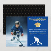 Hockey player Foto afstuderen blue class van 2022 Aankondiging (Voorkant / Achterkant)