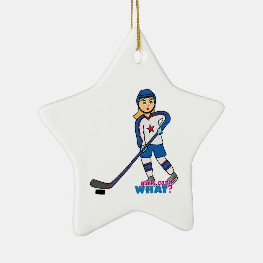 Hockey Player Girl Keramisch Ornament (Rechts)