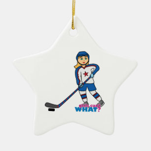 Hockey Player Girl Keramisch Ornament