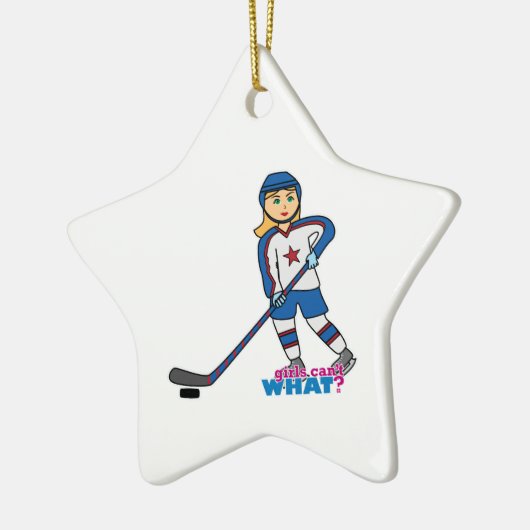 Hockey Player Girl Keramisch Ornament (Links)