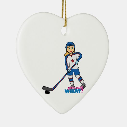 Hockey Player Girl Keramisch Ornament (Rechts)