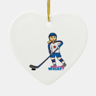 Hockey Player Girl Keramisch Ornament