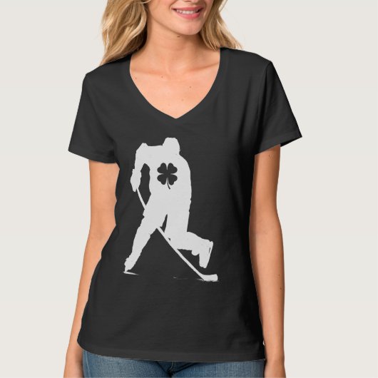 Hockey Player Lucky Shamrock C St Patricks Day Boy T-shirt (Voorkant)