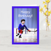 Hockey Player Overtime Birthday Kaart (Gele Bloem)