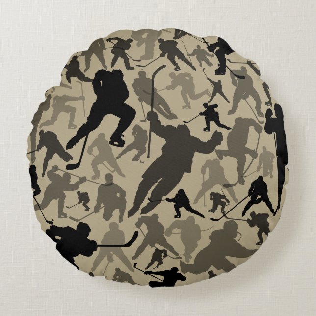 Hockey Player Pattern Round Pillow Rond Kussen (Voorkant)