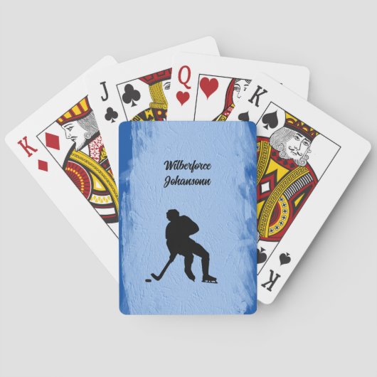 Hockey - Player Silhouette and Puck Personalize Pokerkaarten (Achterkant)