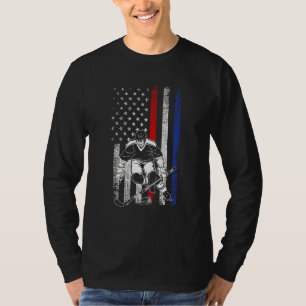 Hockey Player Sport Distress American Flag 4th O T-shirt