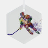 Hockey Player Sport Glas Ornament (Achterkant)