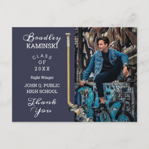Hockey Player Sports Afstuderen Foto Dank u Po Briefkaart