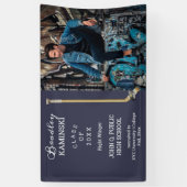 Hockey Player Sports Afstuderen Photo - Blue Spandoek (Verticaal)