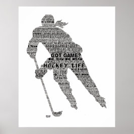 Hockey Player team coach Motivatie Word Art Pos Poster