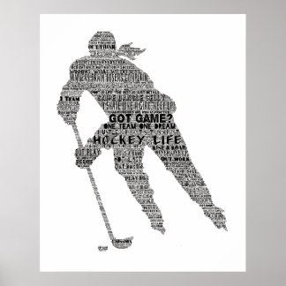 Hockey Player team coach Motivatie Word Art Pos Poster