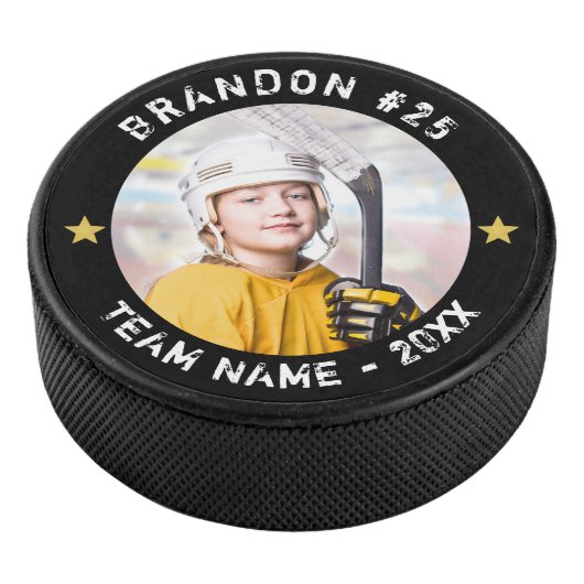 Hockey Player Team Foto van uw kleur Hockey Puck (3/4)