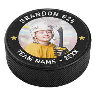 Hockey Player Team Foto van uw kleur Puck