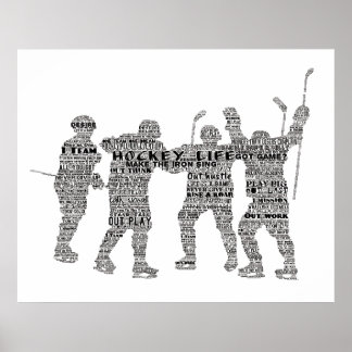 Hockey Player-teamcoach Motivatie Word Art Poster