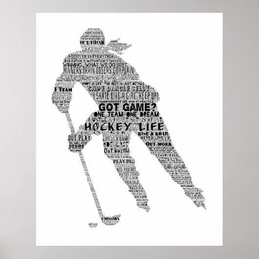 Hockey Player-teamcoach Motivatie Word Art Poster (Voorkant)