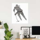 Hockey Player-teamcoach Motivatie Word Art Poster (Thuiskantoor)