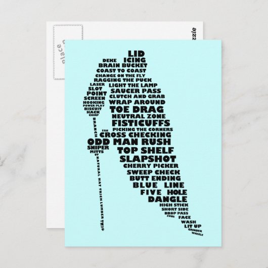 Hockey Player Text Art Briefkaart (Voorkant / Achterkant)
