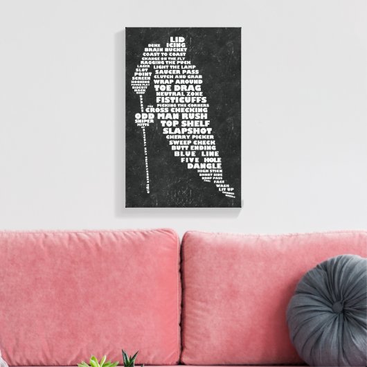 Hockey Player Text Art Canvas Afdrukken (Insitu (Woonkamer))