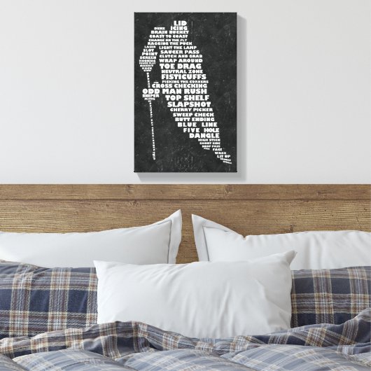 Hockey Player Text Art Canvas Afdrukken (Insitu (Slaapkamer))