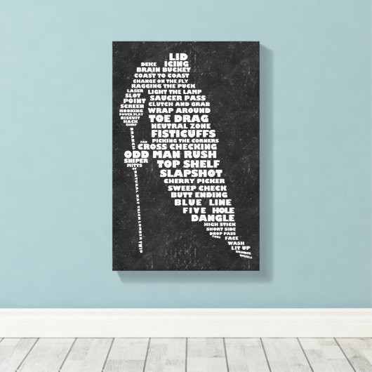Hockey Player Text Art Canvas Afdrukken (Insitu (Houten vloer))