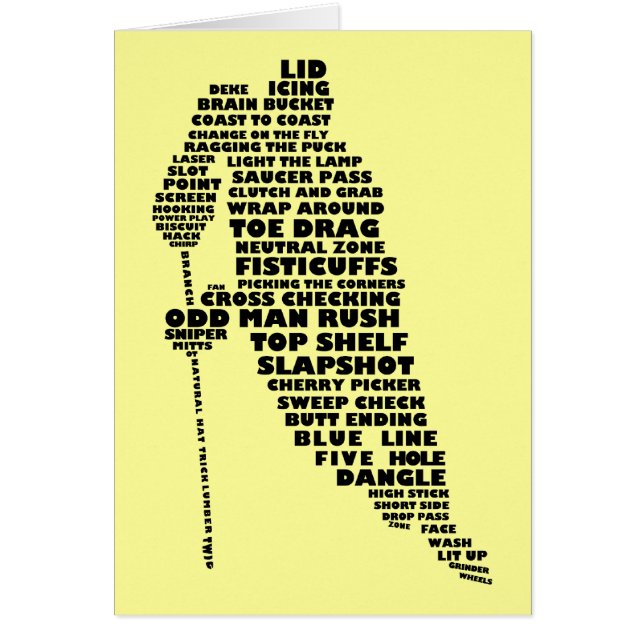 Hockey Player Text Art Kaart (Voorkant)