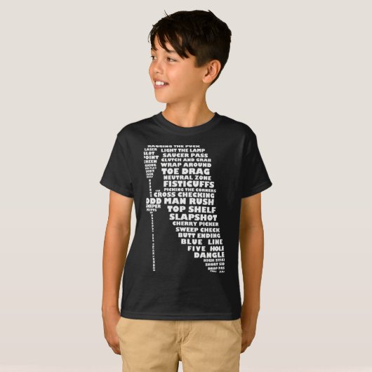 Hockey Player Tygraphy Childrens T Shirt  (Voorkant volledig)