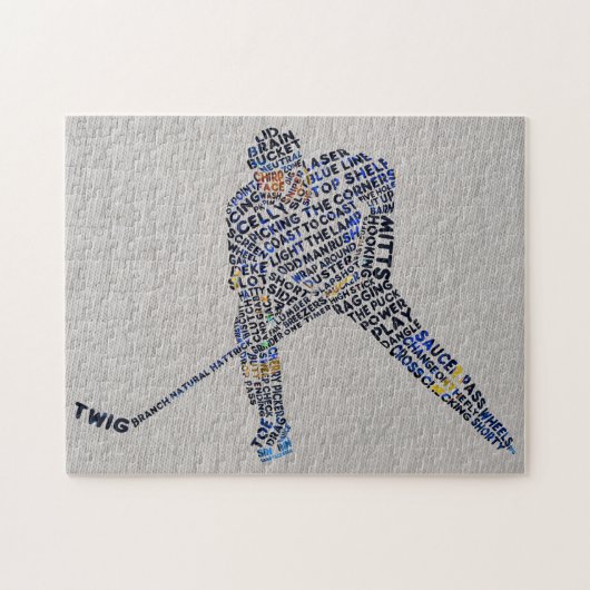 Hockey Player Typografie Legpuzzel (Horizontaal)