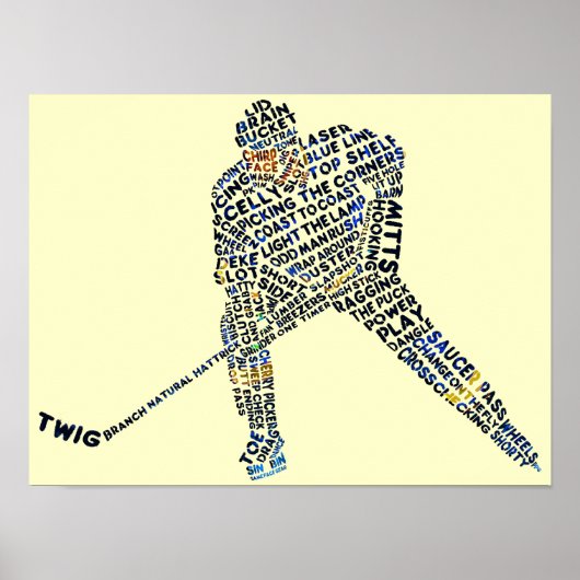 Hockey Player Typografie Poster (Voorkant)