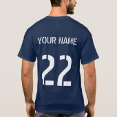 Hockey Player Typografie T-shirt met naam en numme (Achterkant)