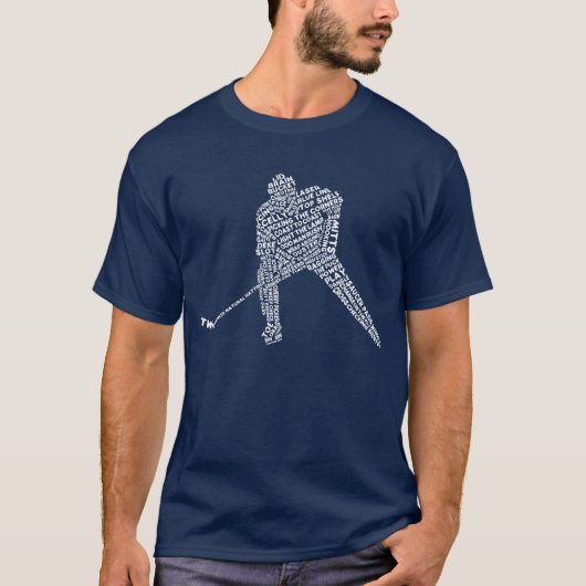 Hockey Player Typografie T-shirt met naam en numme (Voorkant)