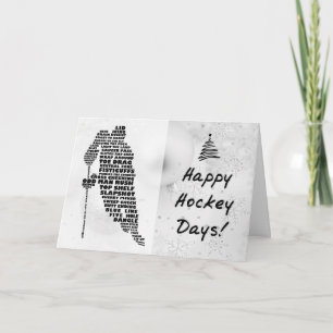 Hockey Player Typography Kerstmis Kaart