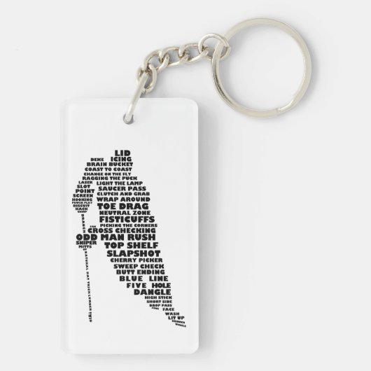 Hockey Player Typography Sleutelhanger (achterkant)