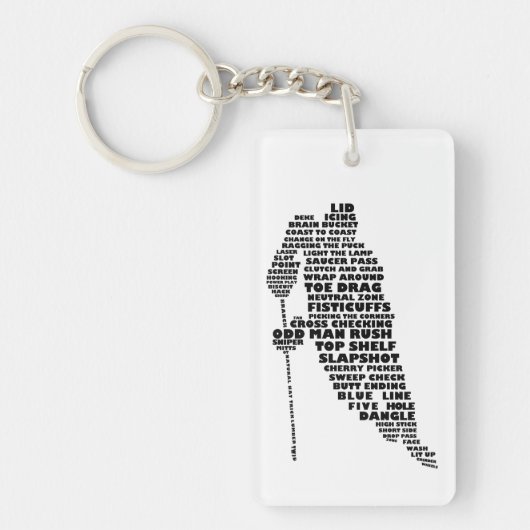 Hockey Player Typography Sleutelhanger (Voorkant)