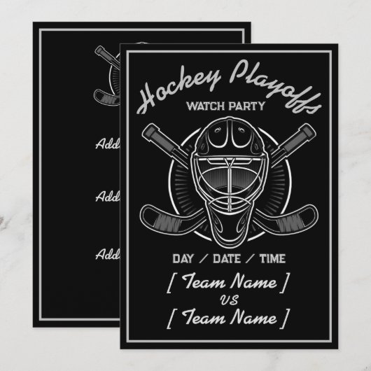 Hockey Playoffs zwart-wit Kaart (Voorkant / Achterkant)