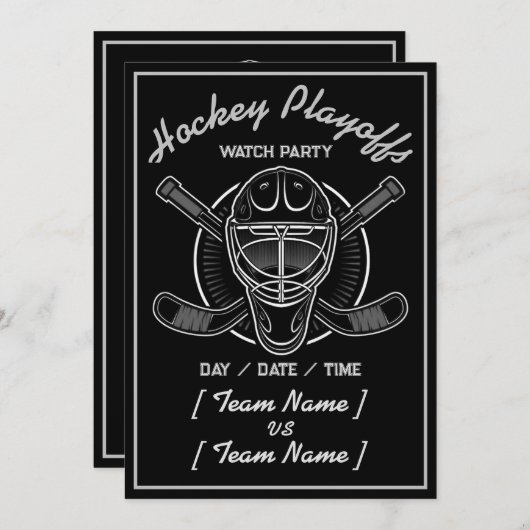 Hockey Playoffs zwart-wit Kaart (Voorkant / Achterkant)