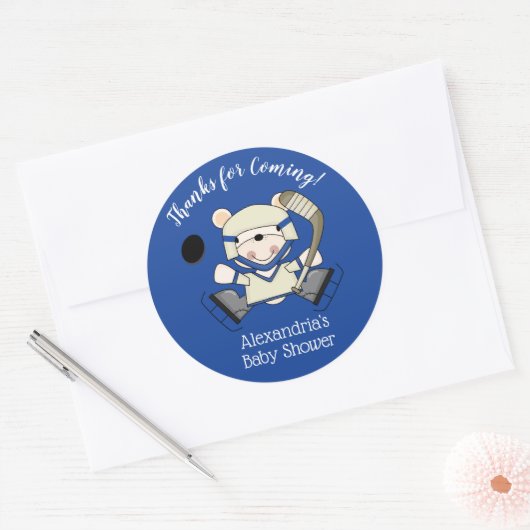 Hockey Polar Beer Baby shower Favor Stickers (Envelop)