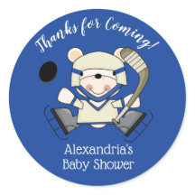 Hockey Polar Beer Baby shower Favor Stickers