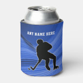 Hockey Pride speler op blauwe achtergrond Personal Blikjeskoeler (Blikje Voorkant)