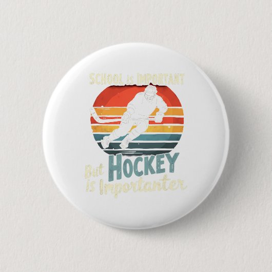 Hockey Priority Over School Funny Ronde Button 5,7 Cm (Voorkant)