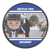 Hockey Pro Fotocollage Gestreept Blauw & Wit Hockey Puck (Voorkant)