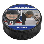 Hockey Pro Fotocollage Gestreept Blauw & Wit Hockey Puck (3/4)